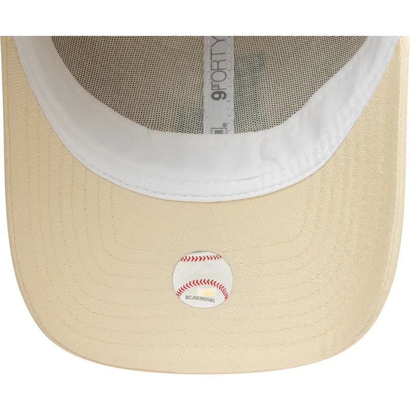 beige-verstellbare-curved-cap-mit-grunem-logo-9forty-team-outline-der-los-angeles-dodgers-mlb-von-new-era