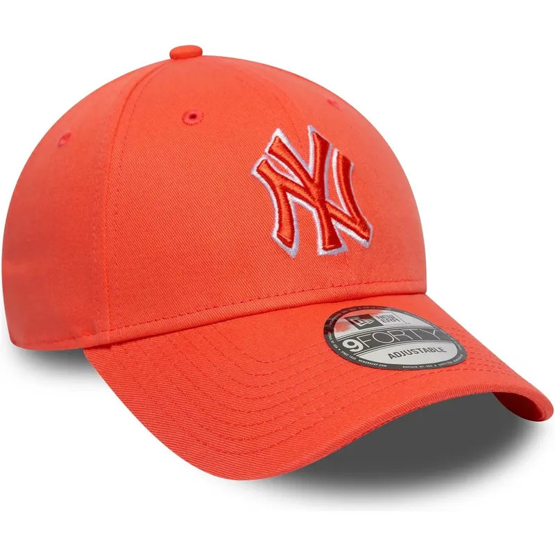 orangefarbene-verstellbare-curved-cap-mit-orangefarbenem-logo-9forty-team-outline-der-new-york-yankees-mlb-von-new-era