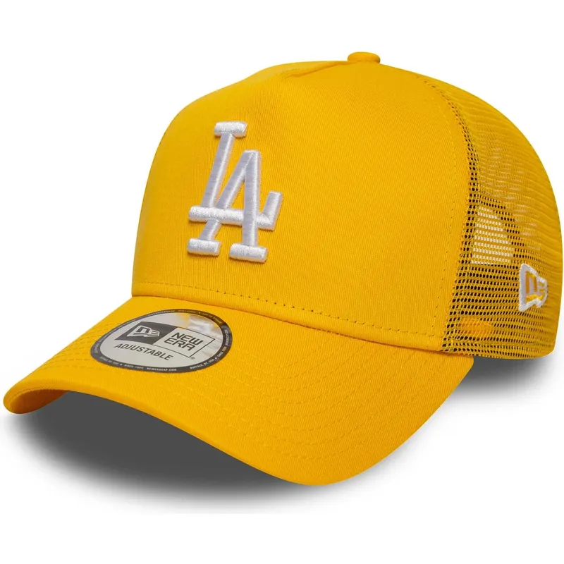 gelbe-trucker-cap-a-frame-league-essential-der-los-angeles-dodgers-mlb-von-new-era