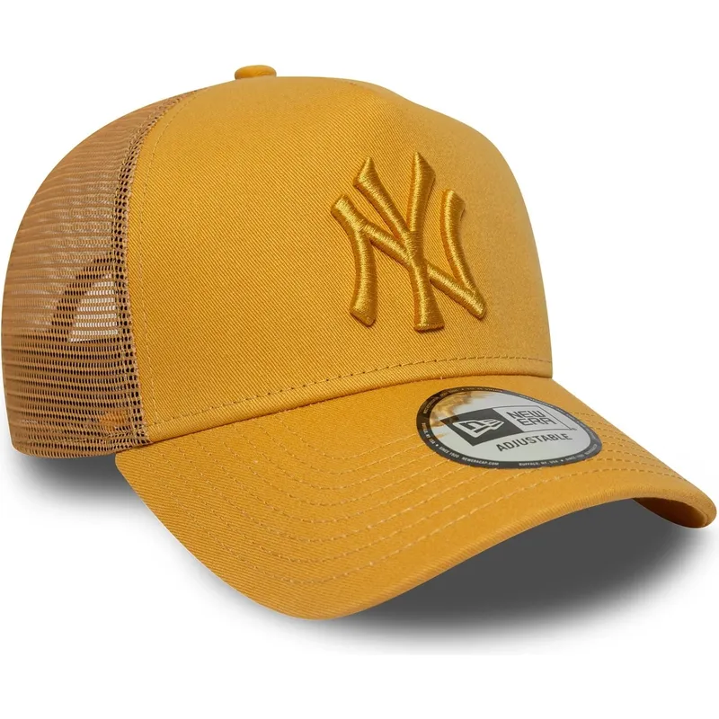 gelbe-trucker-cap-mit-gelbem-logo-a-frame-league-essential-der-new-york-yankees-mlb-von-new-era