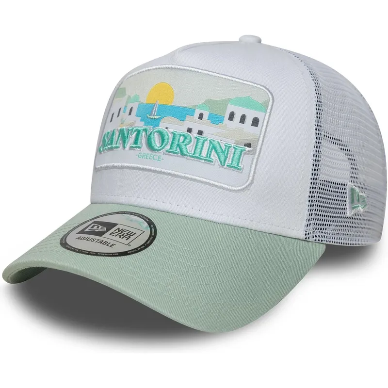 trucker-cap-weiss-und-grun-santorini-greece-a-frame-summer-von-new-era