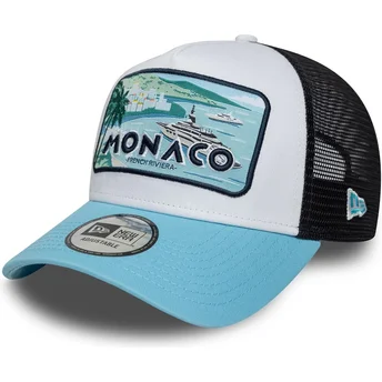 Weiße, schwarze und blaue Trucker-Cap Monaco French Riviera A Frame Summer von New Era