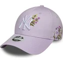 violette-verstellbare-curved-cap-fur-damen-9forty-floral-icon-der-new-york-yankees-mlb-von-new-era