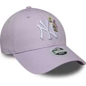 violette-verstellbare-curved-cap-fur-damen-9forty-floral-icon-der-new-york-yankees-mlb-von-new-era