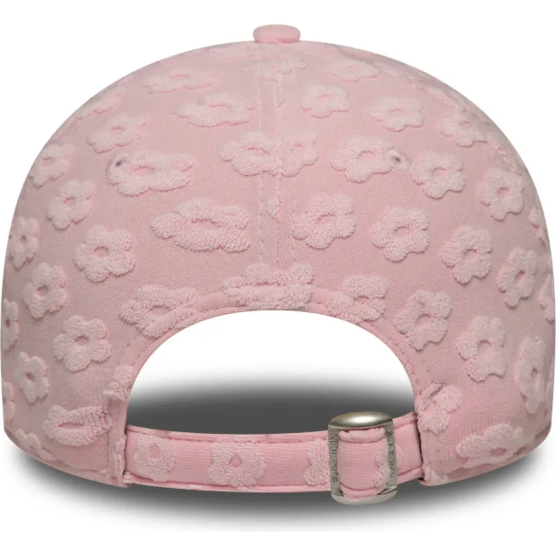 gebogene-rosa-verstellbare-damenkappe-9forty-floral-towelling-der-new-york-yankees-mlb-von-new-era