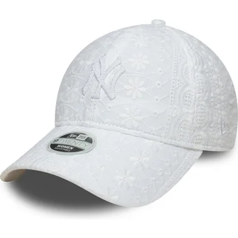 Sapkák ívelt fehér állítható pánt 9TWENTY Broderie New York Yankees MLB New Era