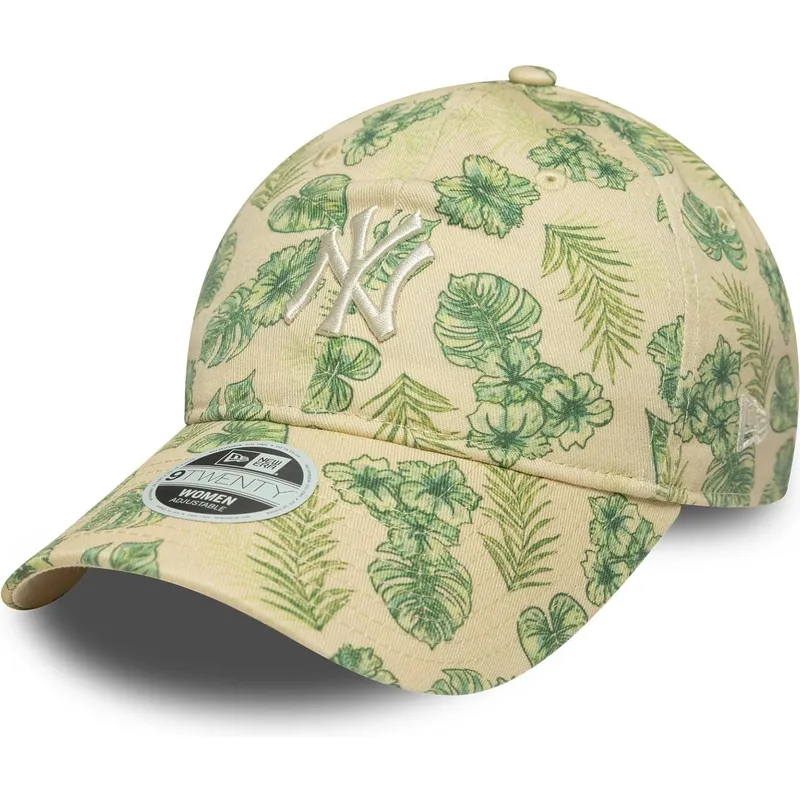 bojd-beige-justerbar-keps-for-dam-9twenty-all-over-print-tropical-fran-new-york-yankees-mlb-av-new-era