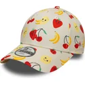 bojd-beige-justerbar-keps-for-barn-9forty-all-over-print-fruit-fran-new-era