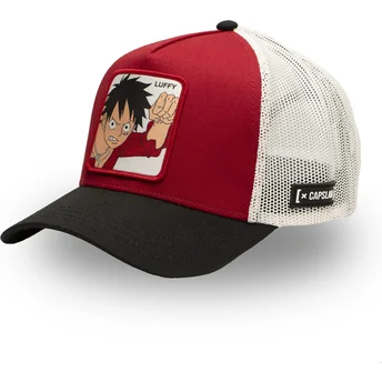 Capslab One Piece OP5 RED Monkey D. Luffy rot-weiß-schwarze Trucker-Kappe