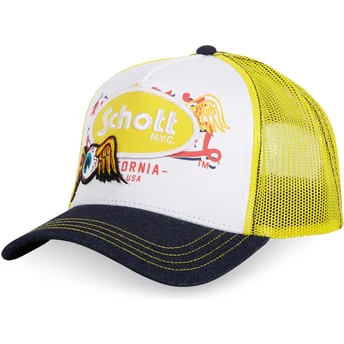 Vit, gul och svart trucker-keps PATCH från Von Dutch x Schott NYC