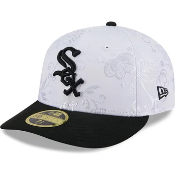 Chicago White Sox MLB New Era 59FIFTY Day Low Profile vit och svart justerbar platt keps