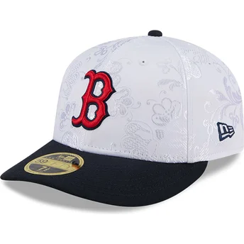 Boston Red Sox MLB New Era 59FIFTY Day Low Profile justerbar marinblå och vit platt keps