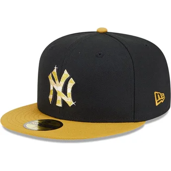 New York Yankees MLB 59FIFTY Day schwarze und gelbe Flat Cap mit goldenem Logo von New Era