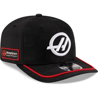 Schwarze gebogene Snapback-Kappe 9SEVENTY Stretch Snap Camo des Haas F1 Teams Formel 1 von New Era