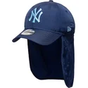 blaue-gebogene-snapback-kappe-fur-kinder-mit-blauem-logo-9forty-sun-shield-der-new-york-yankees-mlb-von-new-era