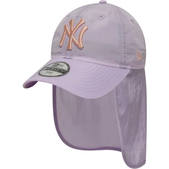 New Era New York Yankees MLB 9FORTY Sun Shield violette Snapback-Kinderkappe mit gebogenem Schirm
