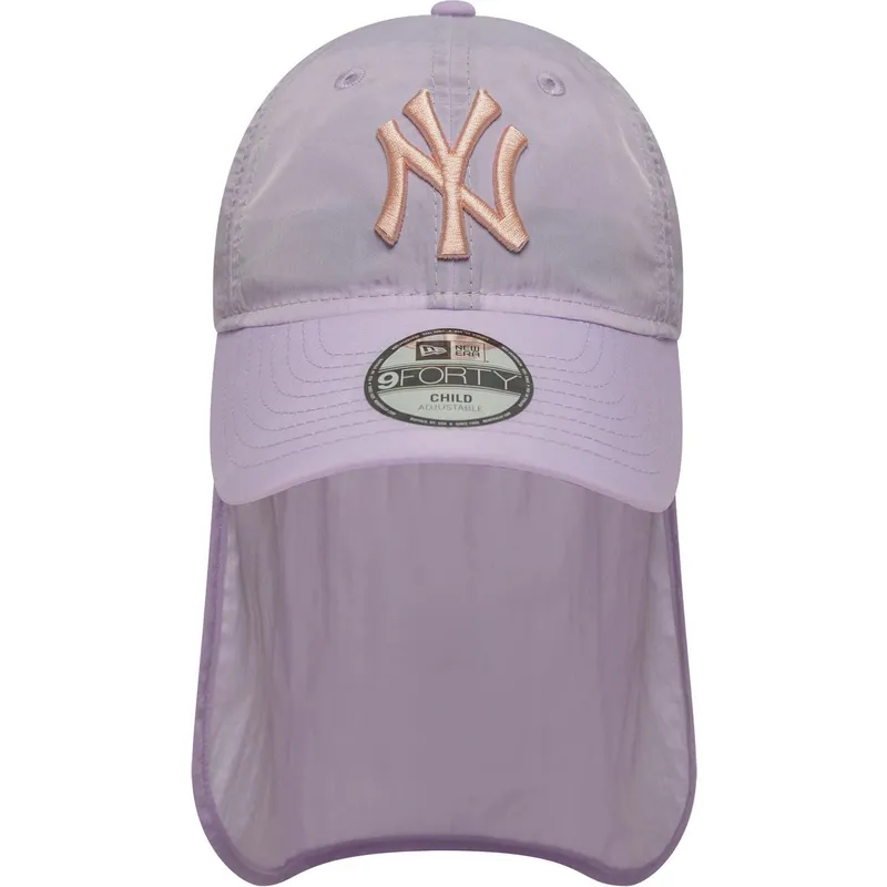 violette-gebogene-snapback-kappe-fur-kinder-9forty-sun-shield-der-new-york-yankees-mlb-von-new-era