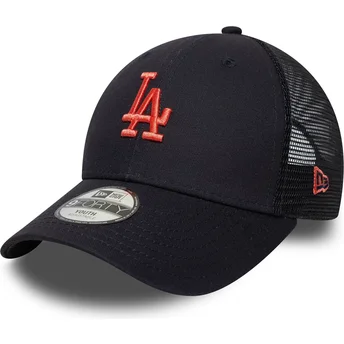 Justerbar marinblå truckerkeps för barn med röd logotyp 9FORTY Homefield av Los Angeles Dodgers MLB från New Era