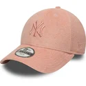 new-era-curved-brim-youth-9forty-towelling-new-york-yankees-mlb-pink-adjustable-cap