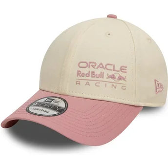 Justerbar beige och rosa böjd keps 9FORTY Contrast från Red Bull Racing Formula 1 av New Era