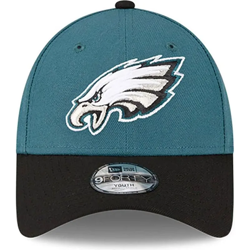 grune-und-schwarze-verstellbare-gebogene-kappe-fur-kinder-9forty-the-league-der-philadelphia-eagles-nfl-von-new-era