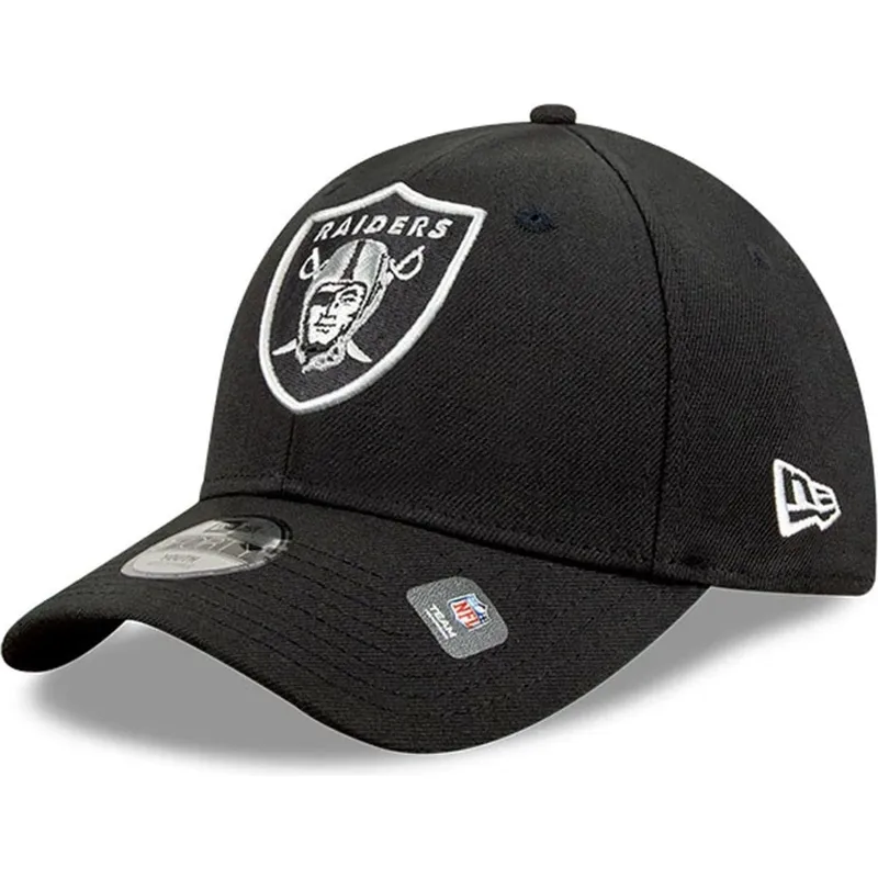 schwarze-gebogene-verstellbare-kinderkappe-9forty-the-league-der-las-vegas-raiders-nfl-von-new-era