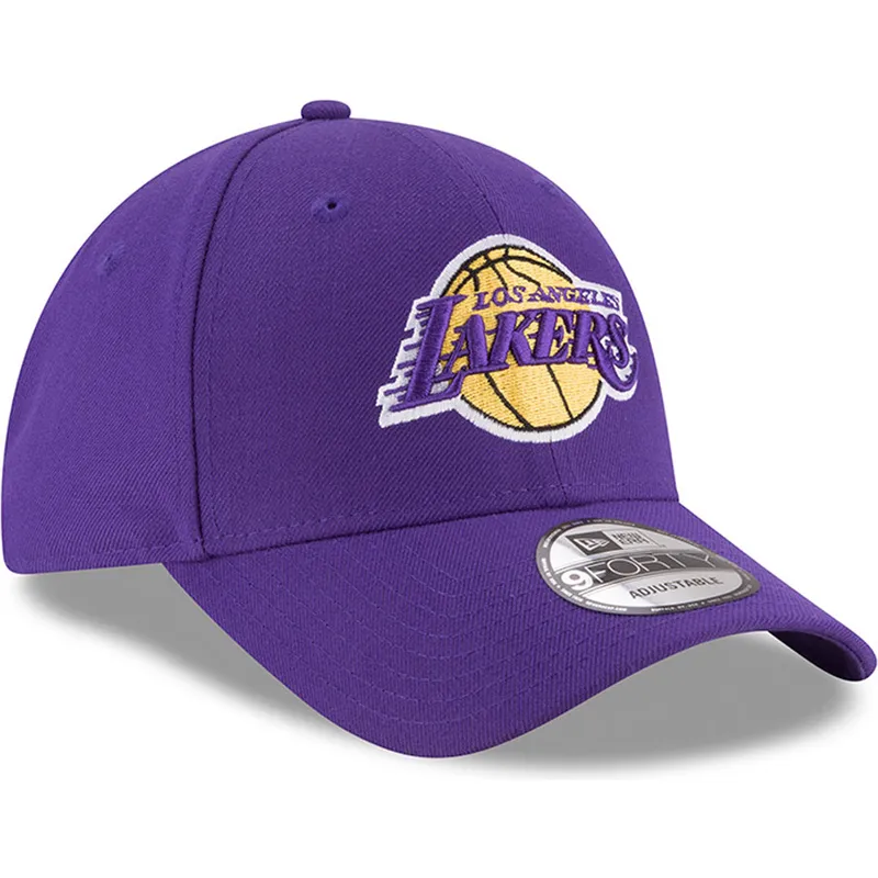 violette-gebogene-verstellbare-kappe-fur-kinder-9forty-the-league-der-los-angeles-lakers-nba-von-new-era