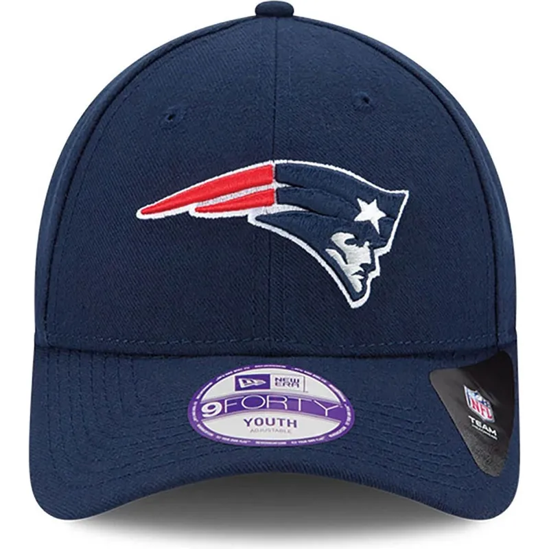 marineblaue-gebogene-verstellbare-kinderkappe-9forty-the-league-der-new-england-patriots-nfl-von-new-era
