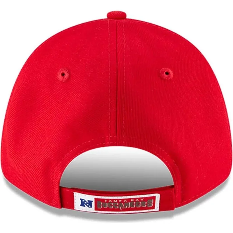 rote-gebogene-verstellbare-kinderkappe-9forty-the-league-der-tampa-bay-buccaneers-nfl-von-new-era