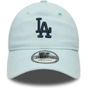 blaue-verstellbare-curved-cap-mit-marineblauem-logo-9twenty-linen-der-los-angeles-dodgers-mlb-von-new-era