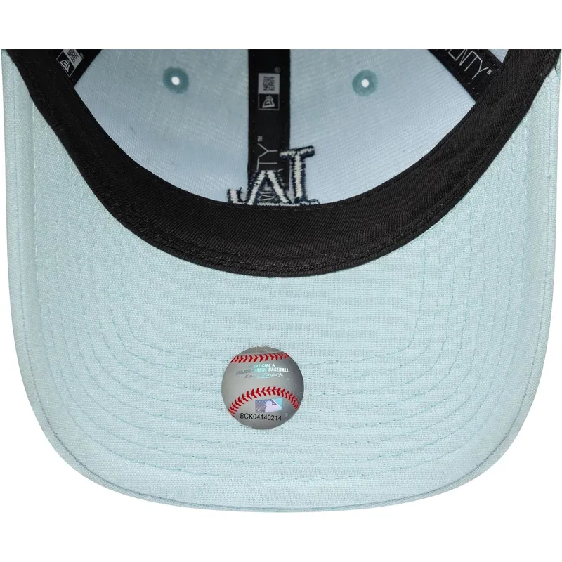 blaue-verstellbare-curved-cap-mit-marineblauem-logo-9twenty-linen-der-los-angeles-dodgers-mlb-von-new-era
