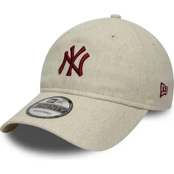 Ρυθμιζόμενο μπεζ καπέλο με καμπύλη 9TWENTY Linen των New York Yankees MLB από τη New Era