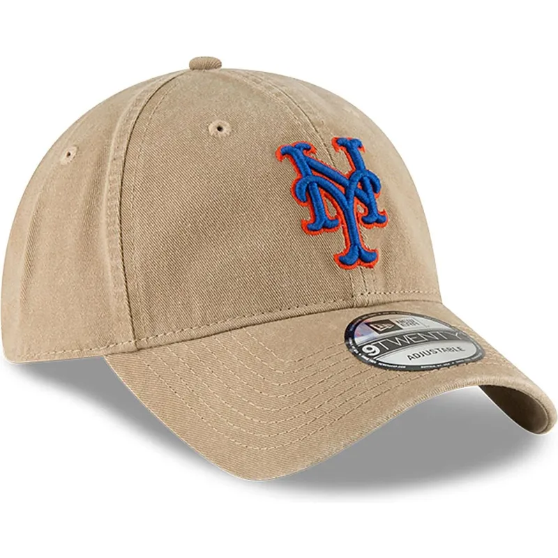 beige-verstellbare-curved-cap-9twenty-core-classic-der-new-york-mets-mlb-von-new-era