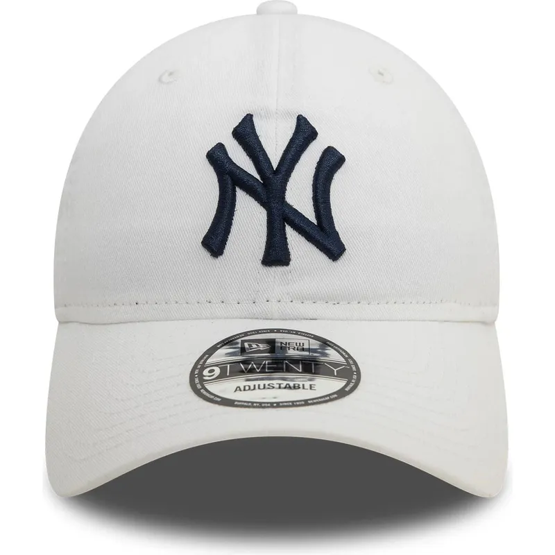 weisse-verstellbare-curved-cap-mit-blauem-logo-9twenty-core-classic-der-new-york-yankees-mlb-von-new-era
