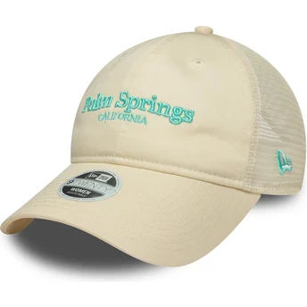 Beige justerbar trucker-keps för dam 9TWENTY City från Palm Springs Städer och Stränder av New Era