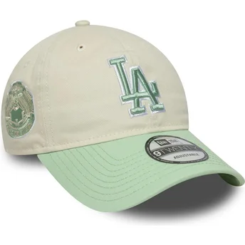 Verstellbare Damenkappe 9TWENTY World Series Cooperstown der Los Angeles Dodgers MLB von New Era in Beige und Grün
