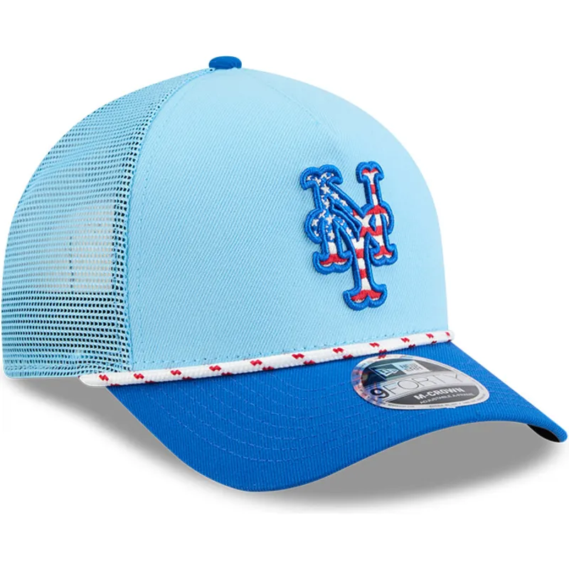 trucker-cap-blau-9forty-m-crown-a-frame-4th-july-von-new-york-mets-mlb-von-new-era