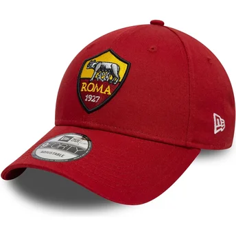 Gorra curva roja ajustable 9FORTY Core de Associazione Sportiva Roma Serie A de New Era