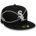 schwarze-enganliegende-59fifty-flatcap-chain-wrap-der-chicago-white-sox-mlb-von-new-era