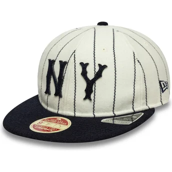 Beige och marinblå justerbar platt keps 9FIFTY Retro Crown Heritage New York Yankees MLB från New Era