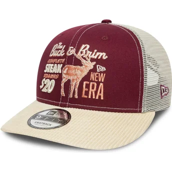 Rote und beige gebogene Snapback-Kappe 9FIFTY Cord von New Era