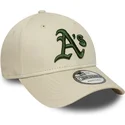 new-era-curved-brim-green-logo-9forty-league-essential-oakland-athletics-mlb-beige-adjustable-cap
