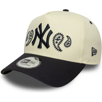 New York Yankees MLB A Frame Paisley beige och marinblå snapback böjd keps från New Era