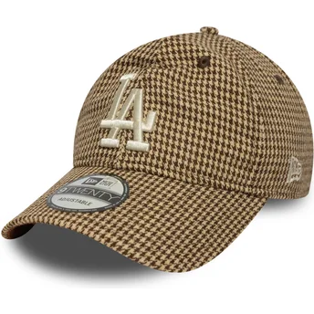 Gorra curva marrón ajustable 9TWENTY Houndstooth de Los Angeles Dodgers MLB de New Era