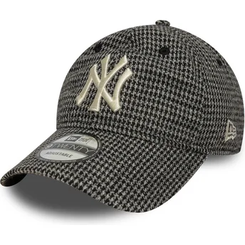 Gorra curva negra ajustable 9TWENTY Houndstooth de New York Yankees MLB de New Era
