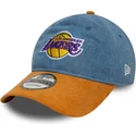 bojd-bla-och-brun-justerbar-keps-9twenty-denim-midi-fran-los-angeles-lakers-nba-av-new-era