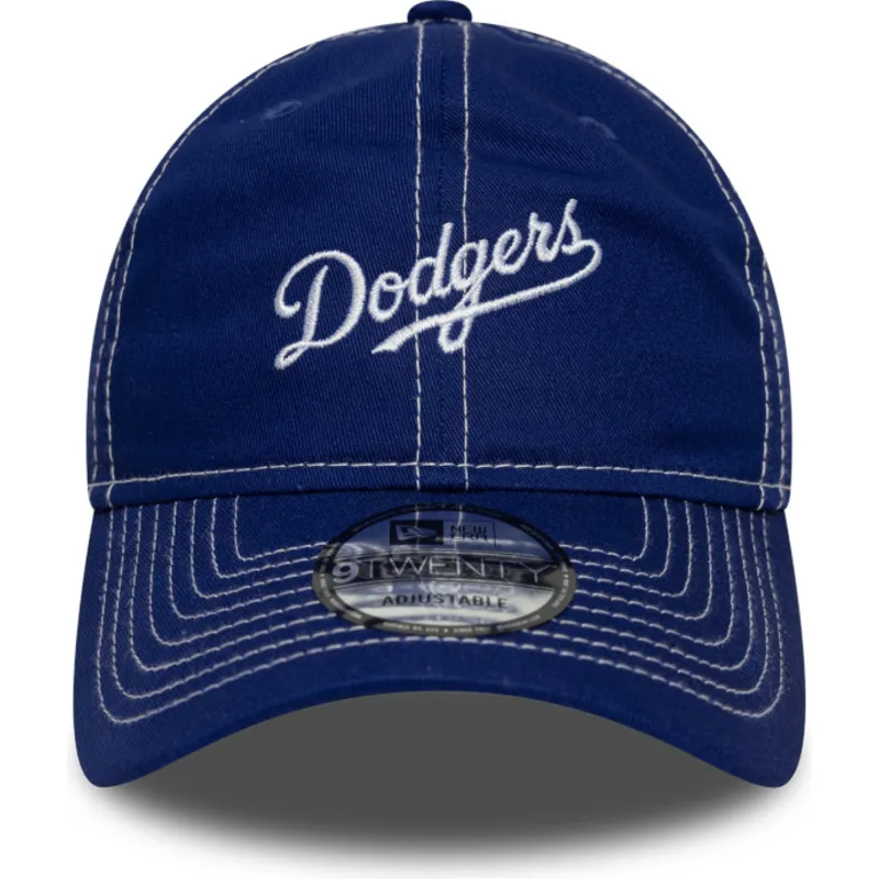 blaue-gebogene-verstellbare-kappe-9twenty-contrast-stitch-der-los-angeles-dodgers-mlb-von-new-era