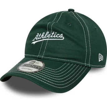 Gorra curva verde ajustable 9TWENTY Contrast Stitch de Oakland Athletics MLB de New Era