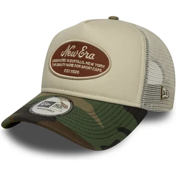 New Era Multicolor A Frame Camo Oval Patch Trucker Cap