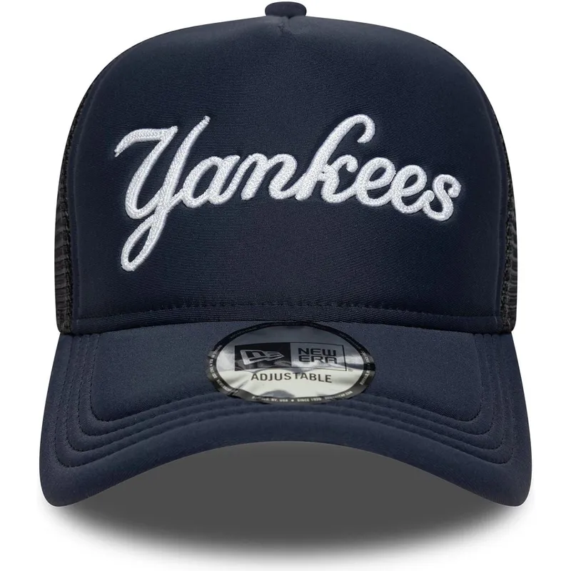 trucker-cap-marineblau-a-frame-script-von-new-york-yankees-mlb-von-new-era